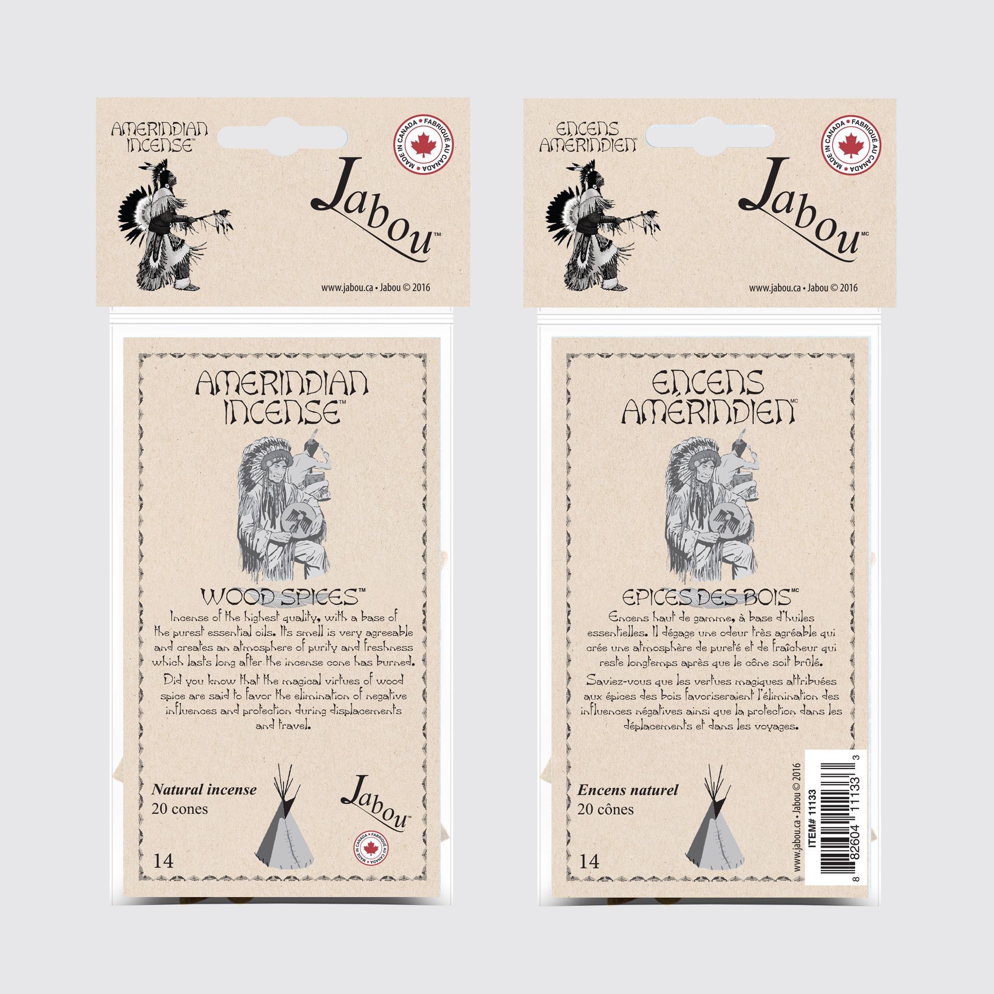 Jabou™ Amerindian Incense Cones #14 Wood Spices