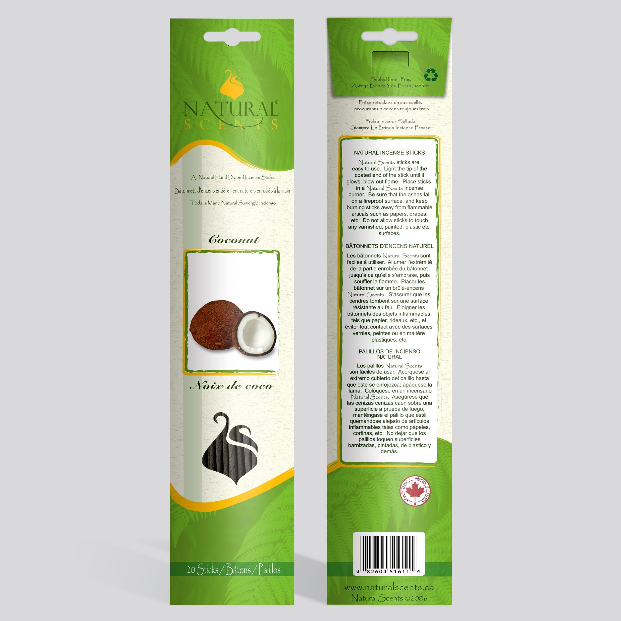 Natural Scents® Coconut Regular Sticks