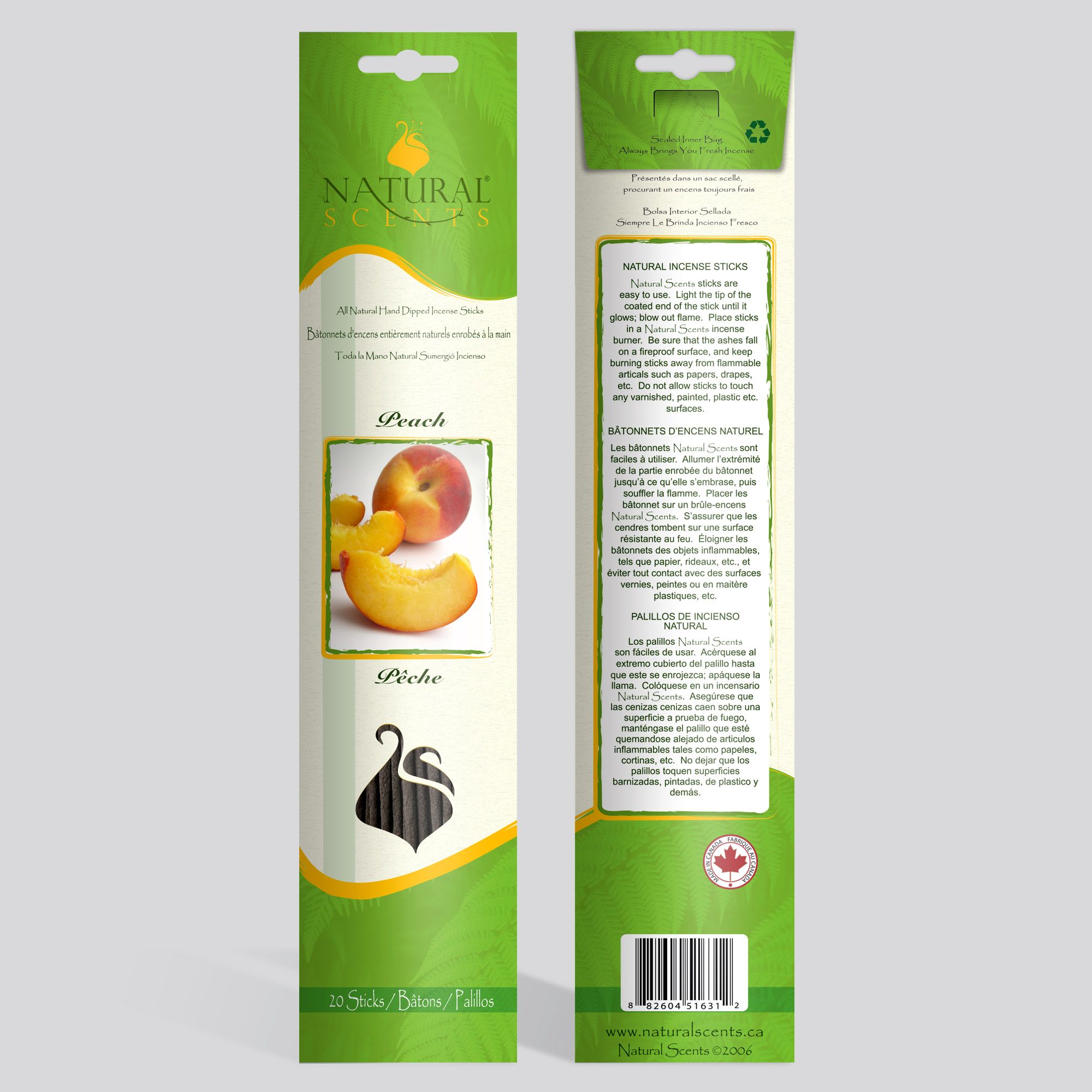 Natural Scents® Peach Regular Incense Sticks