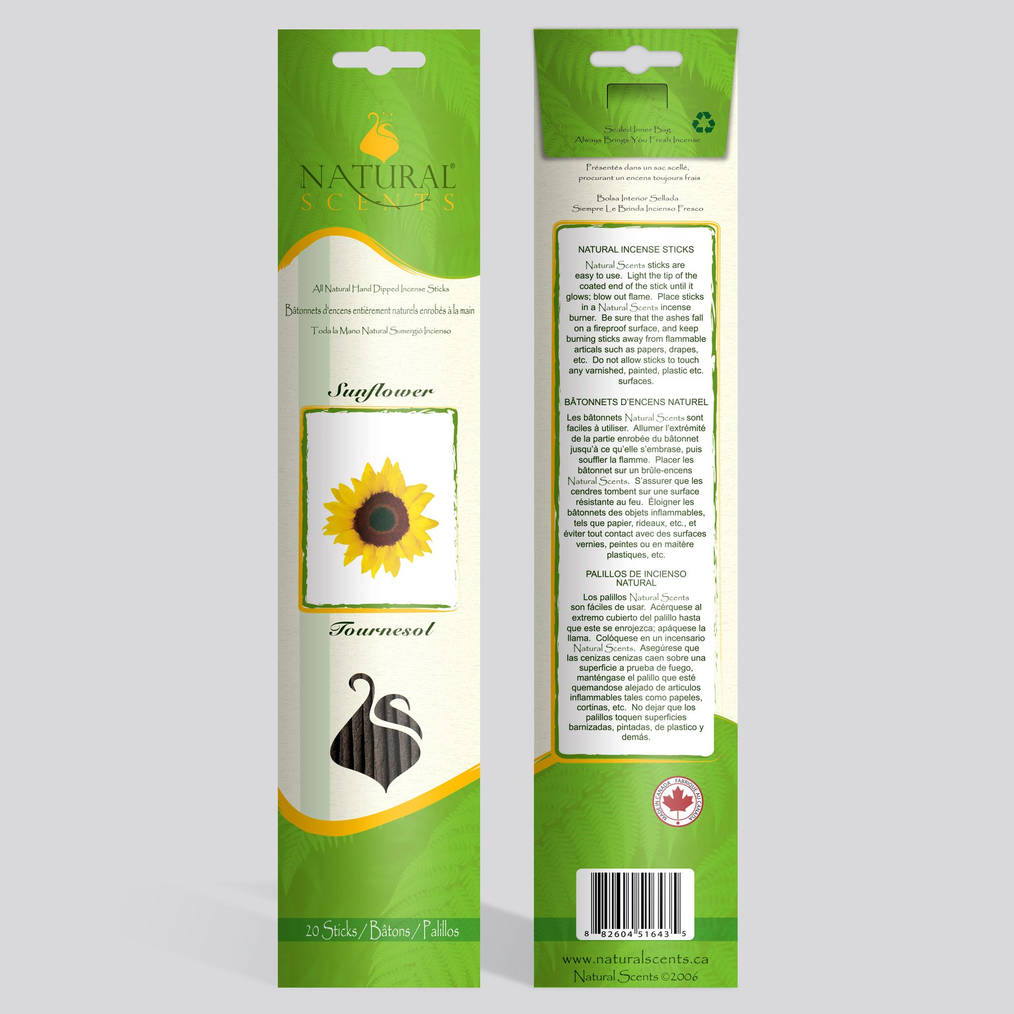 Natural Scents® Sunflower Regular Incense Sticks 