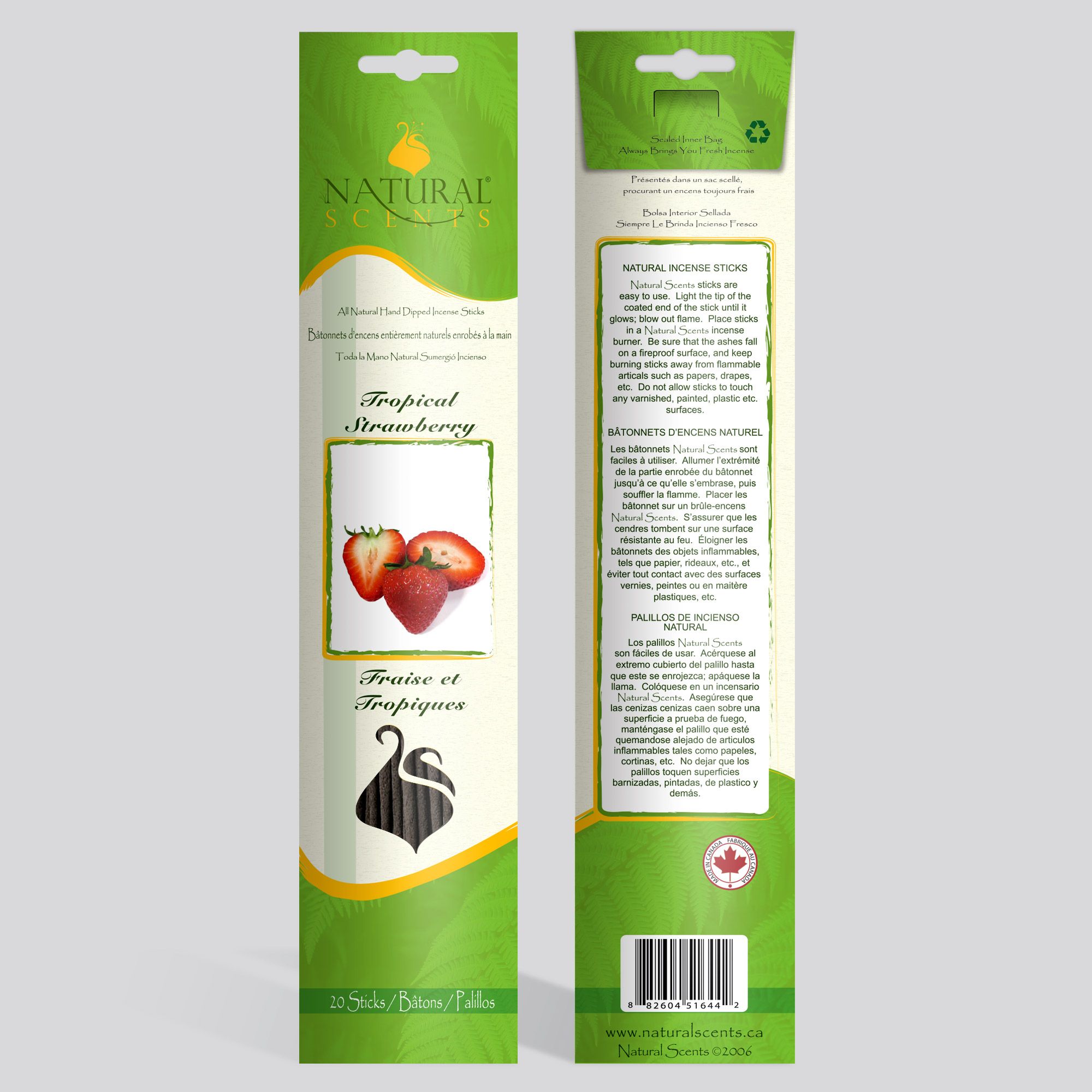 Natural Scents® Tropical Strawberry Regular Incense Sticks 