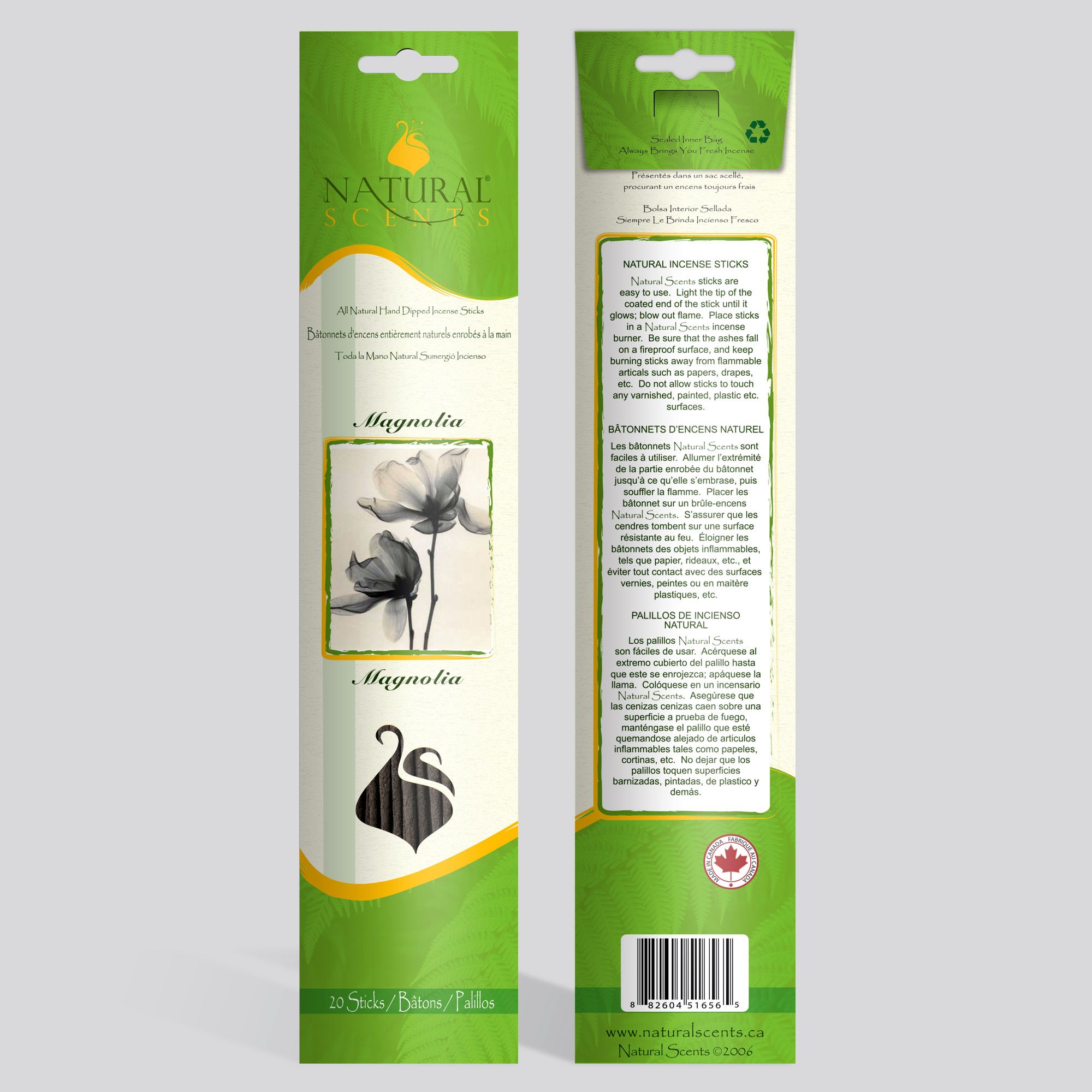 Natural Scents® Magnolia Regular Incense Sticks