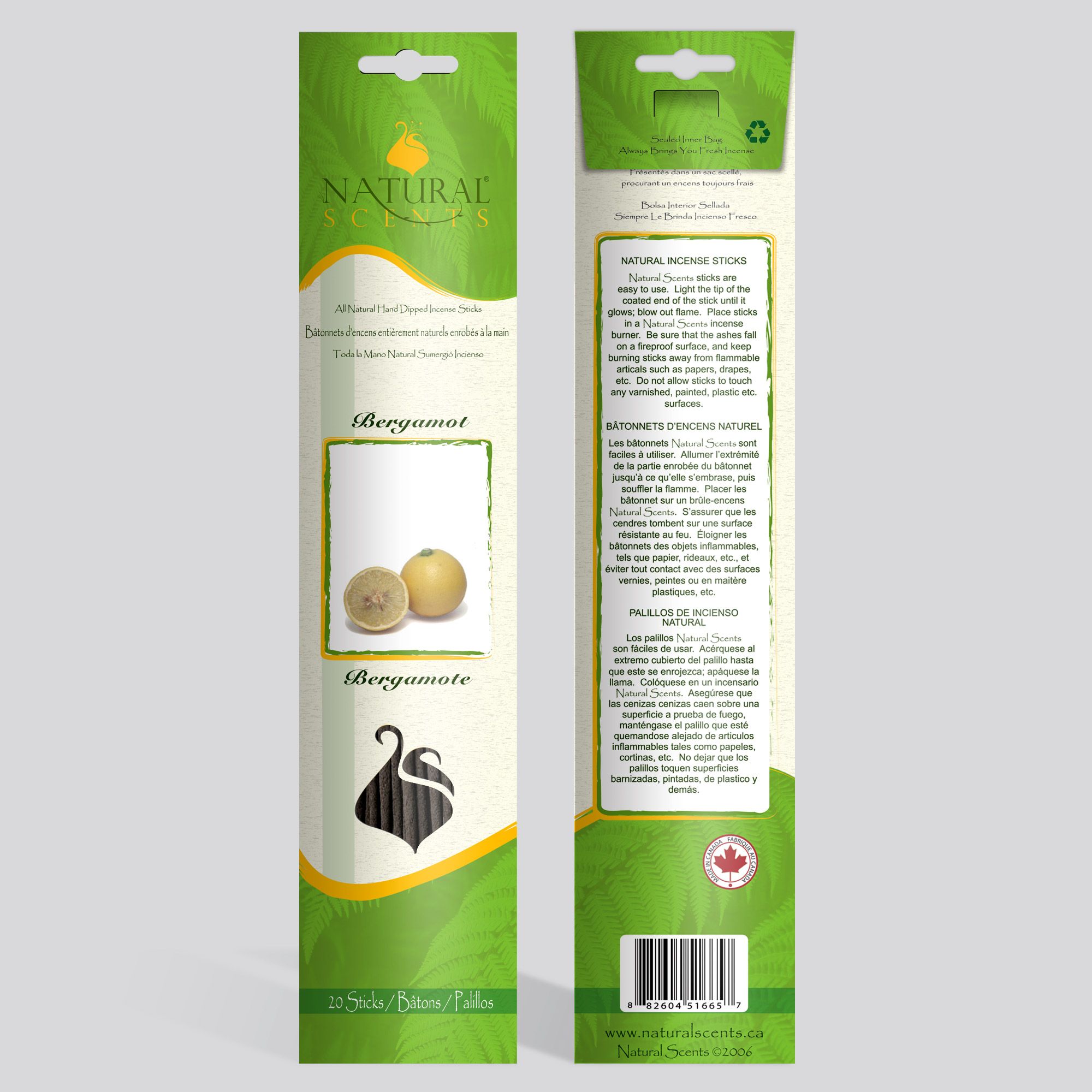 Natural Scents® Bergamot Regular Incense Sticks