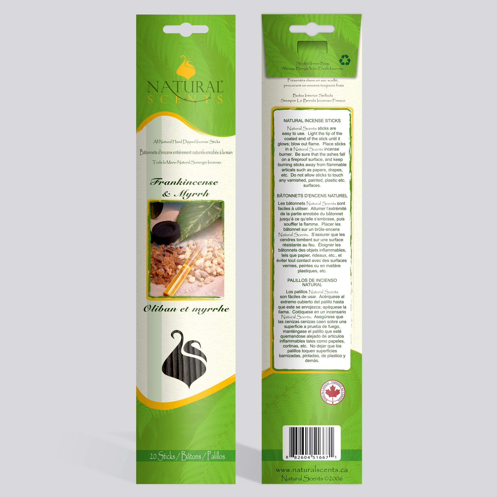 Natural Scents® Frankincense & Myrrh Regular Incense Sticks