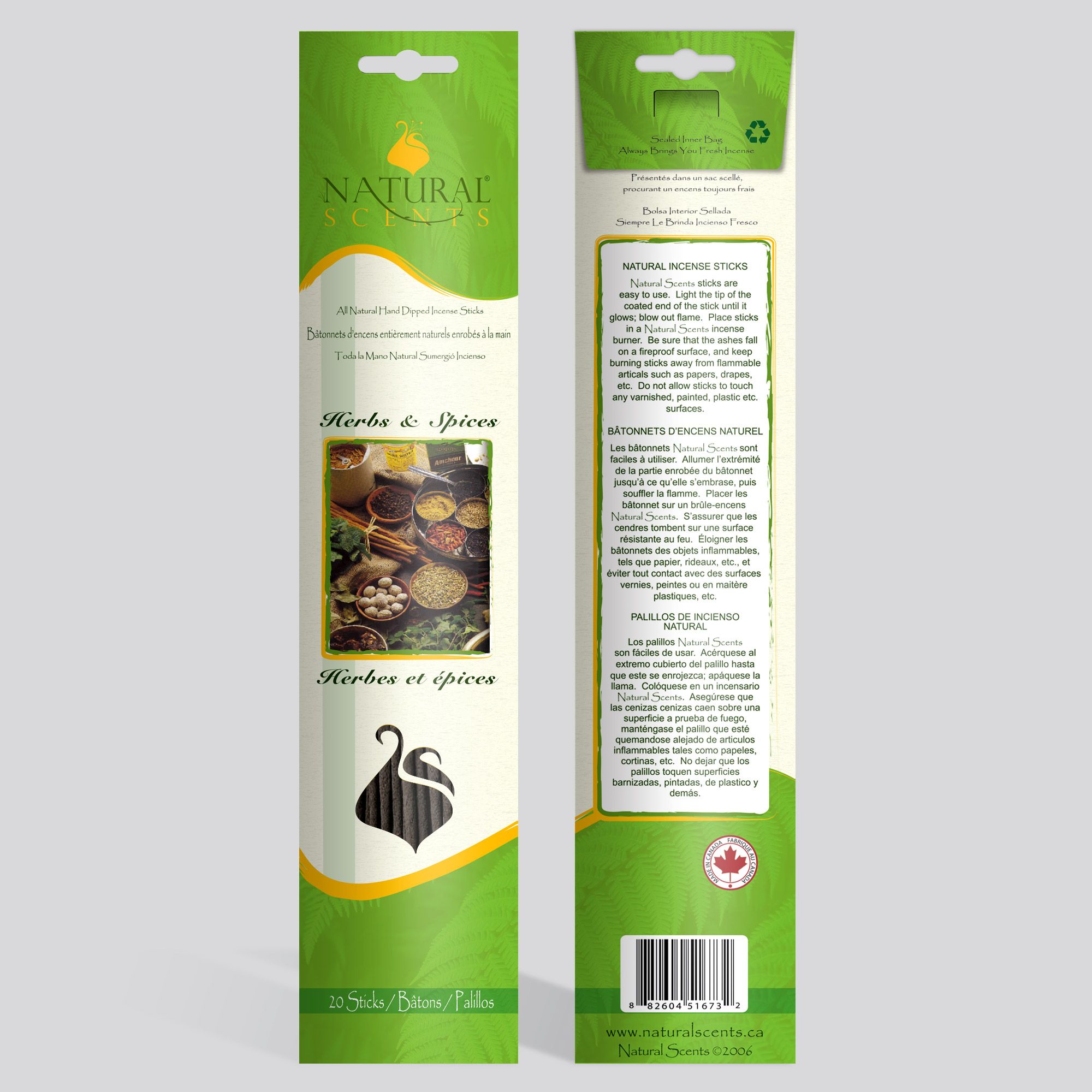 Natural Scents® Herbs & Spices Regular Incense Sticks