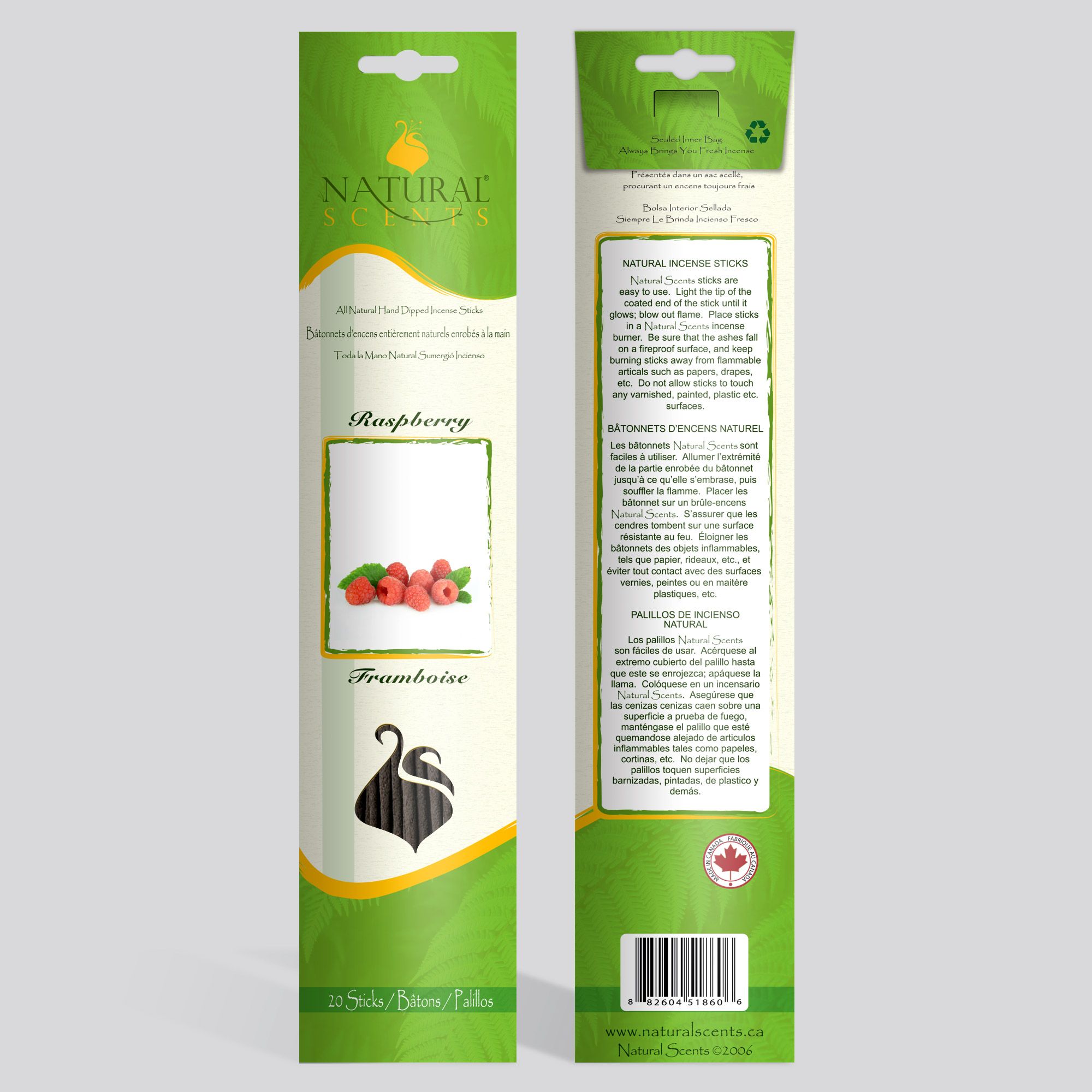 Natural Scents® Raspberry Regular Incense Sticks 