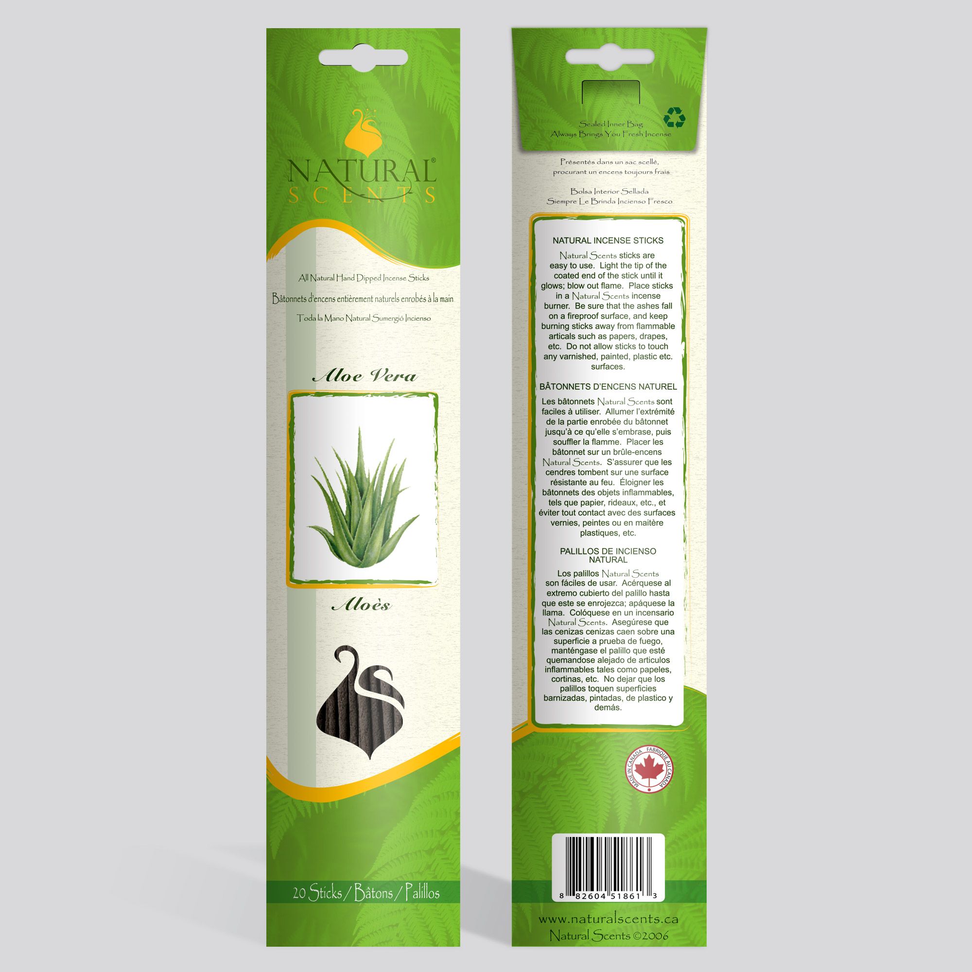 Natural Scents® Aloe Vera Regular Incense Sticks 