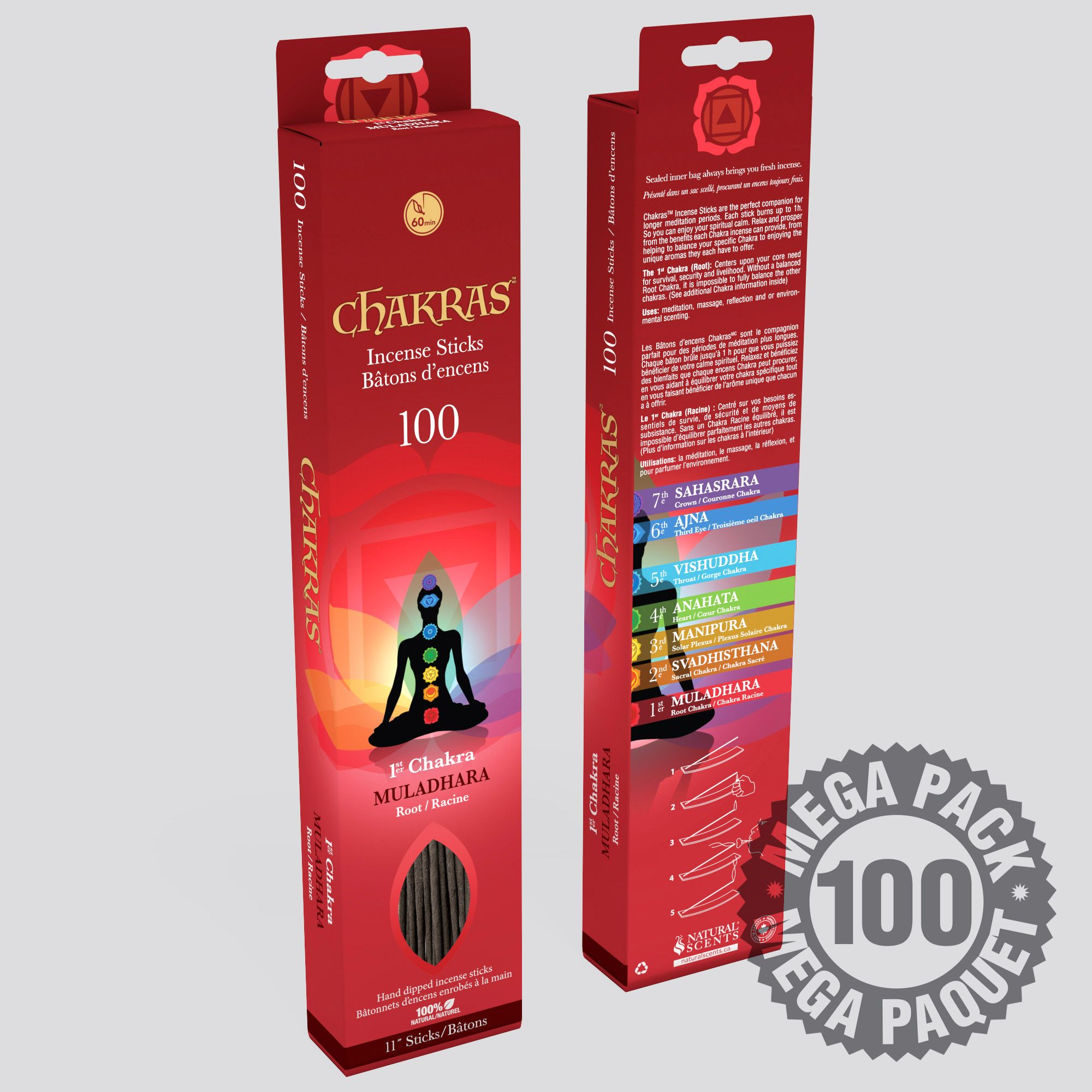 Chakras™ 100 Incense Sticks 1st Chakra (Root)
