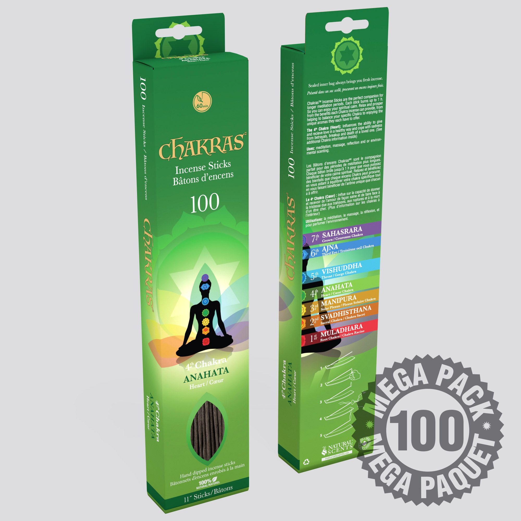 Chakras™ 100 Incense Sticks 4th Chakra (Heart)