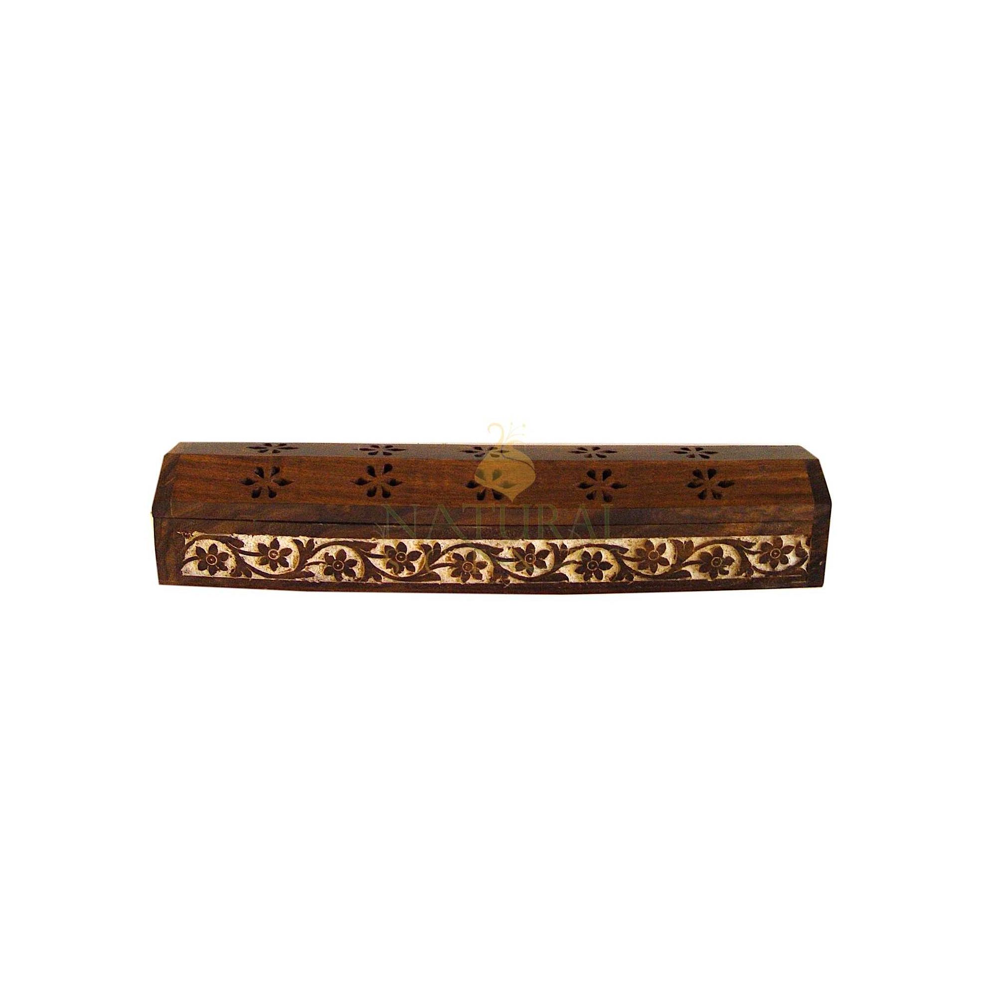 Carved Flower Coffin Box #85081