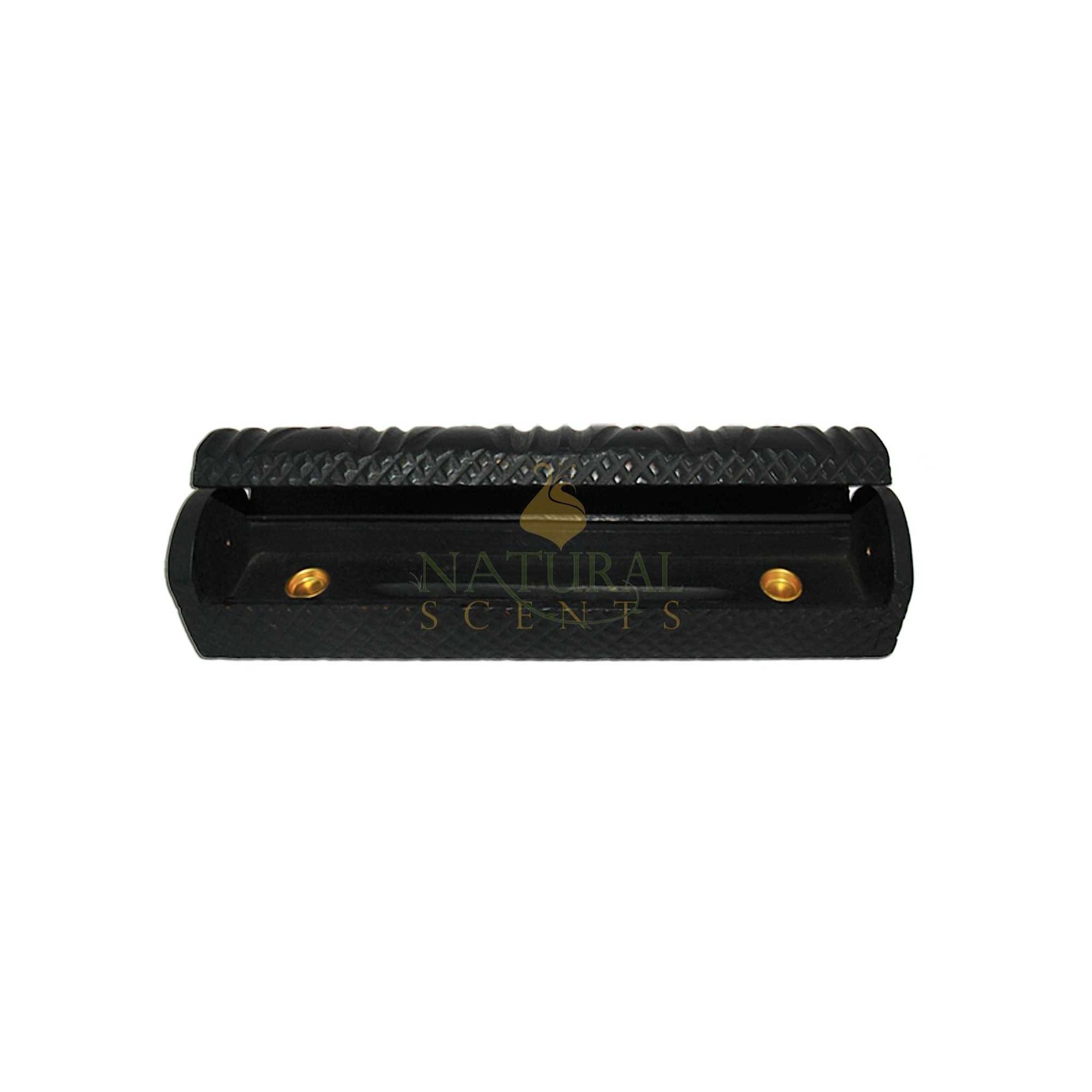 Carved Black Coffin Box #85167