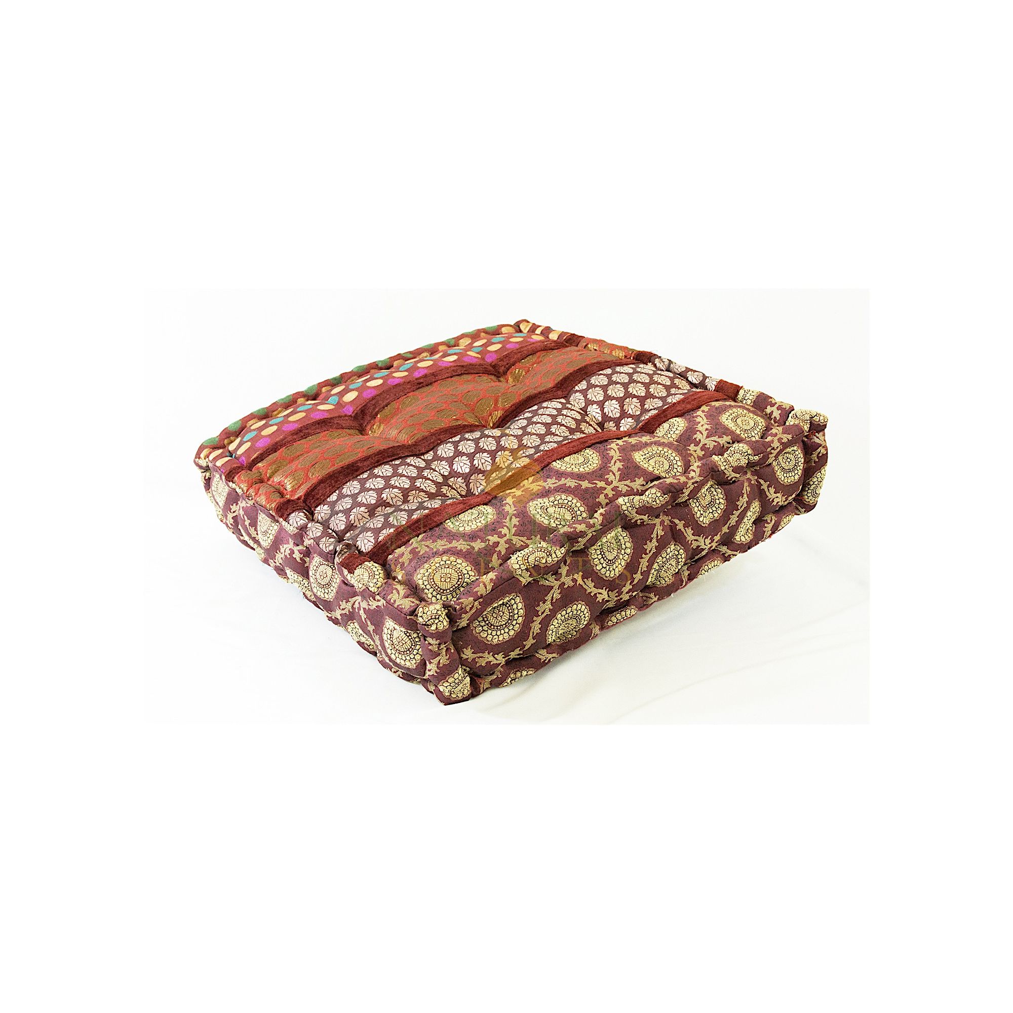 Meditation Cushion Red & Gold Silk