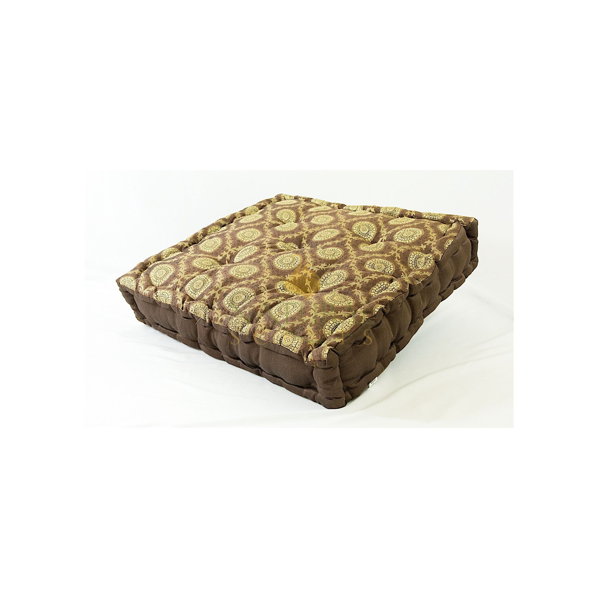 Meditation Cushion Brown & Gold Silk
