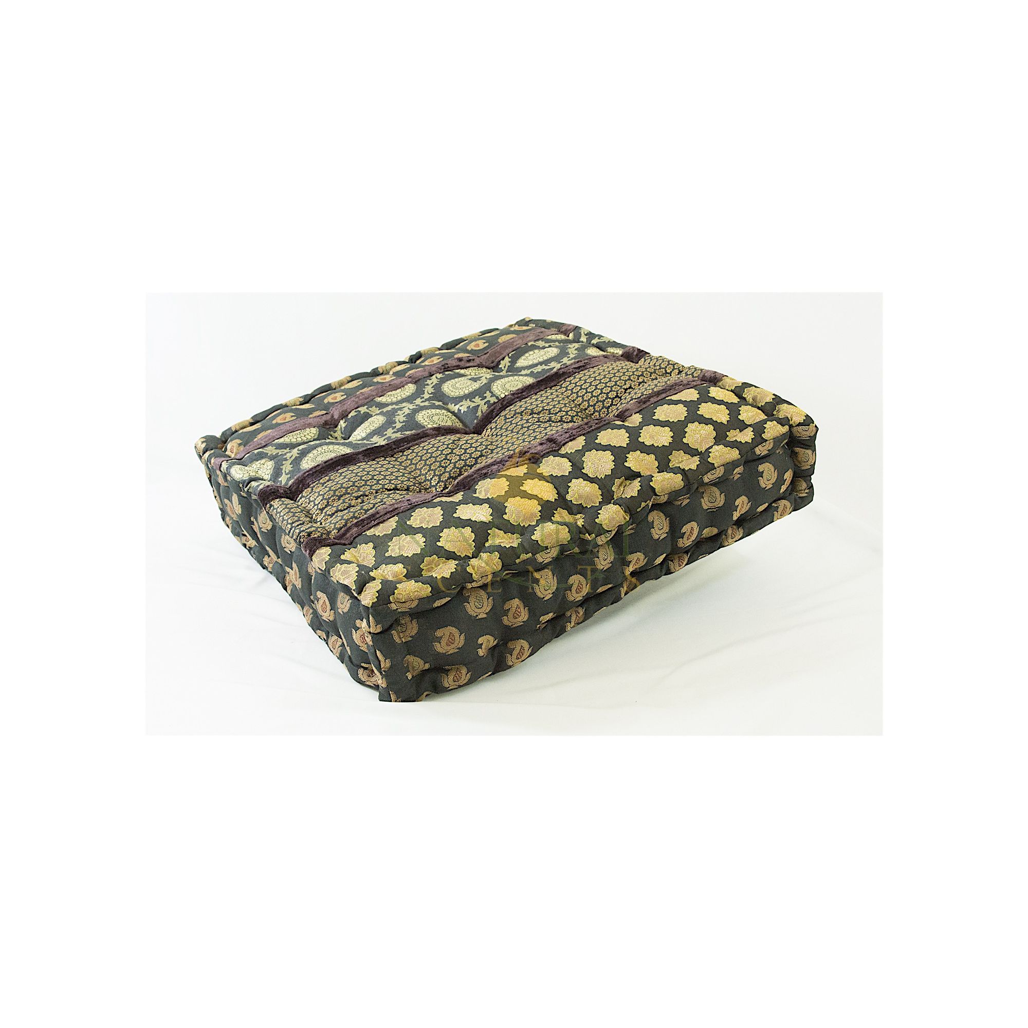 Meditation Cushion Black & Gold Silk