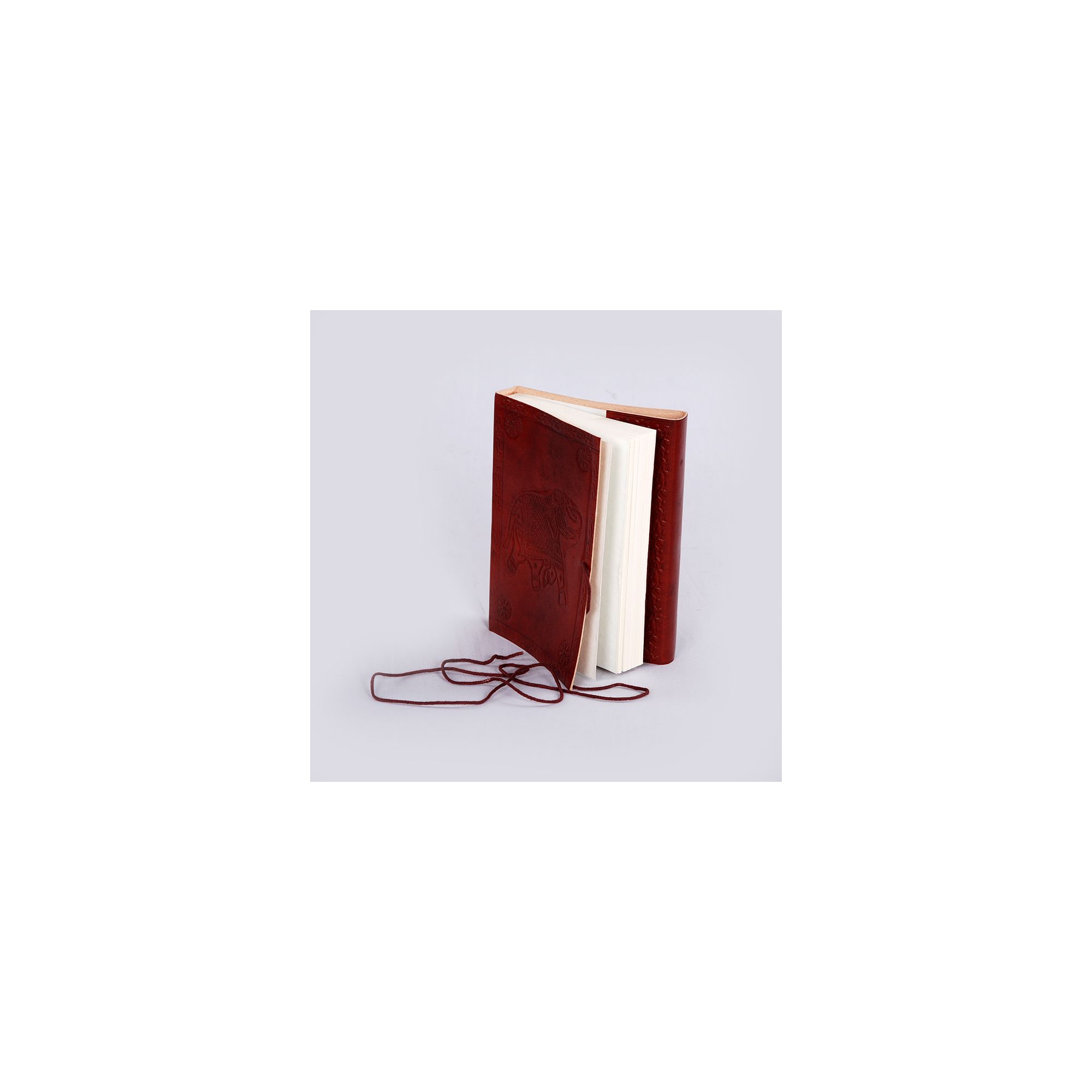 Handmade Leather Flap Journal Elephant Emboss Design