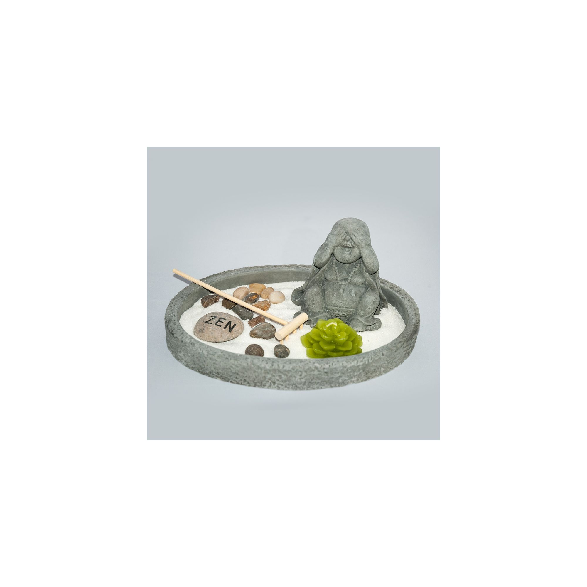 Laughing Buddha Covering Eye Zen Garden #41396