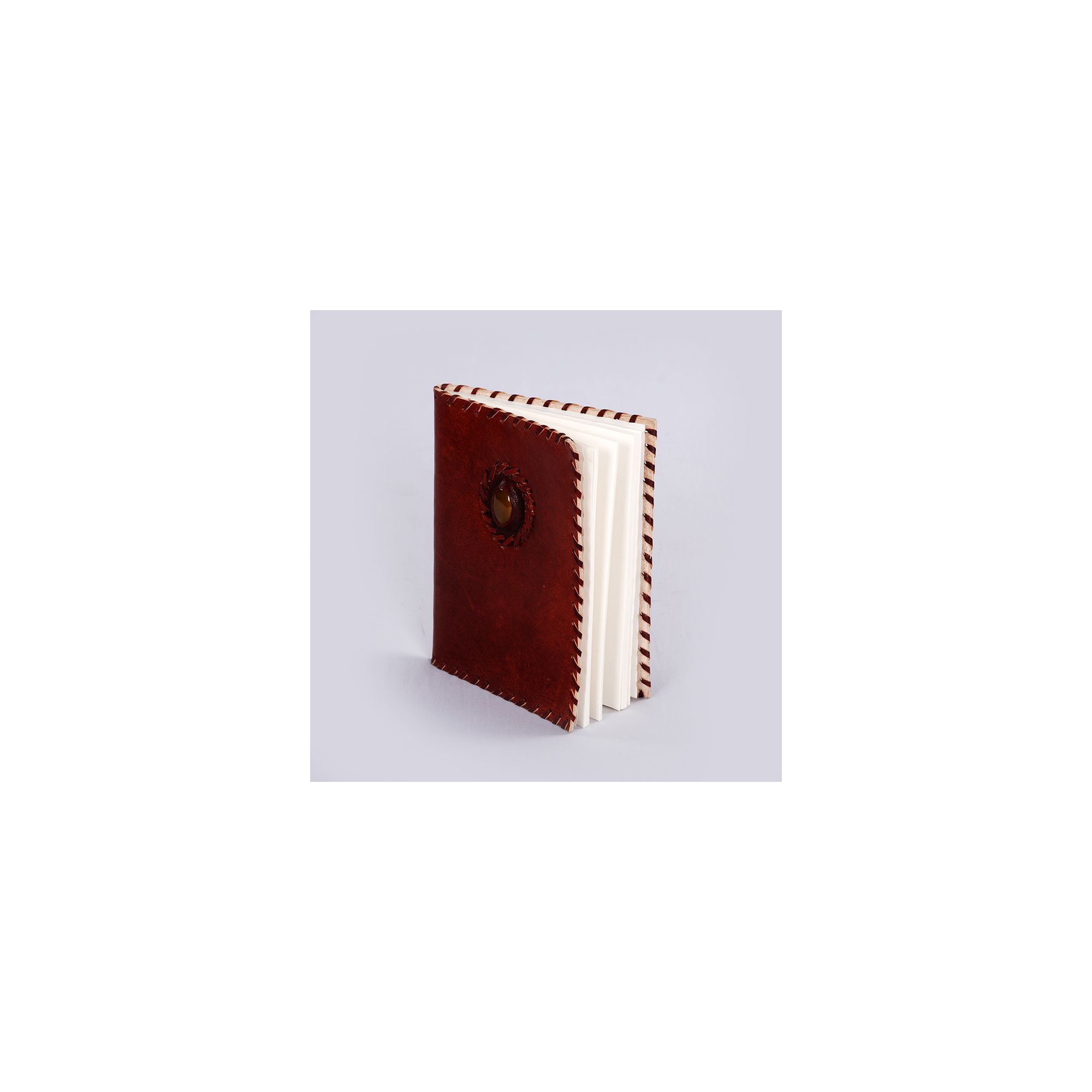 Handmade Leather Journal Sallu Silaii With Stone
