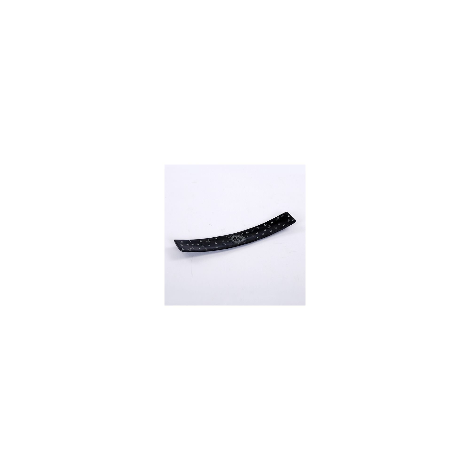 Soapstone Bent Black Sun & Stars Incense Burner #65139