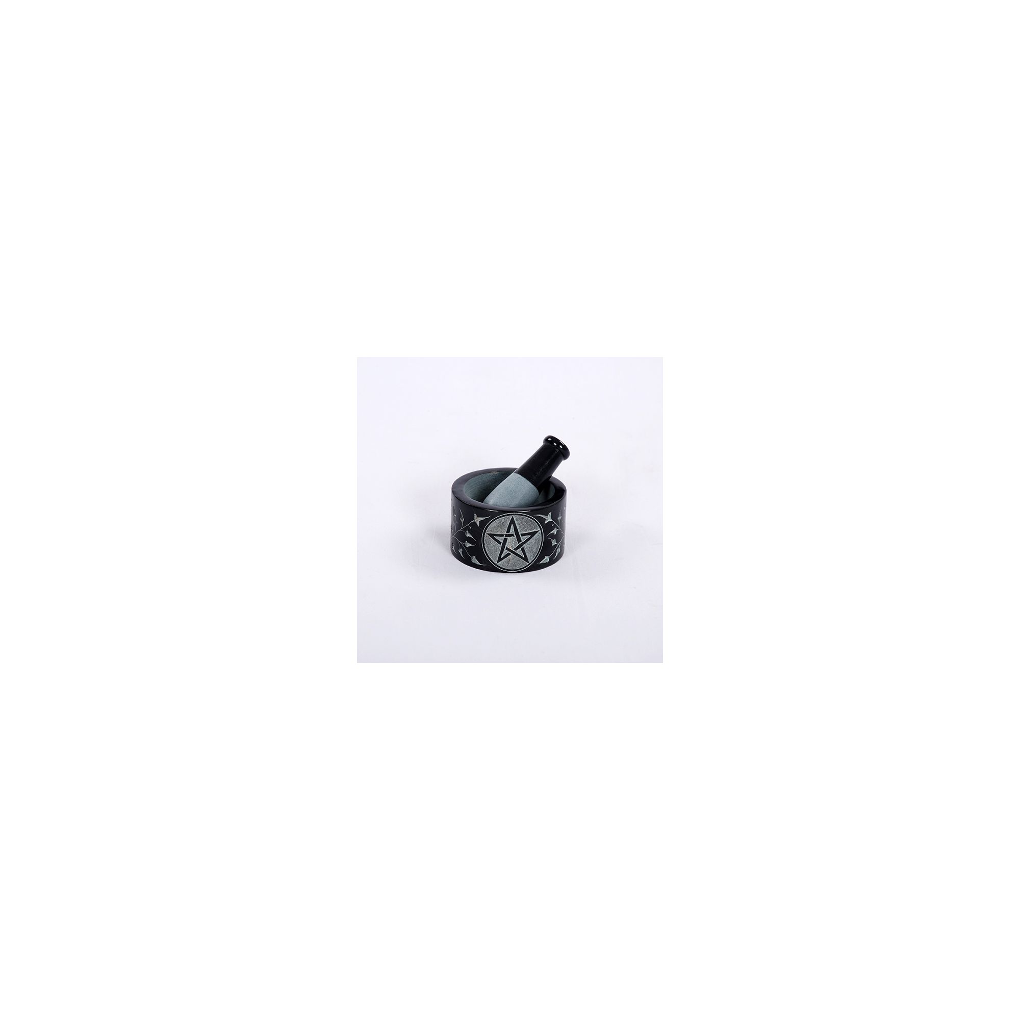 Soapstone Pentacle Black Mortar & Pestle #65147