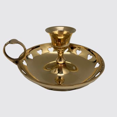 Brass Taper Candle Holder 4" with Border #21116