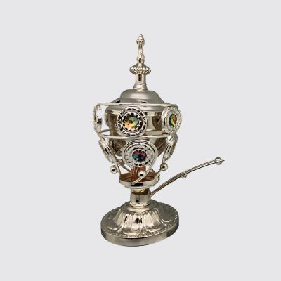 Resin Burner with handle & pointed lid (Silver), #21176
