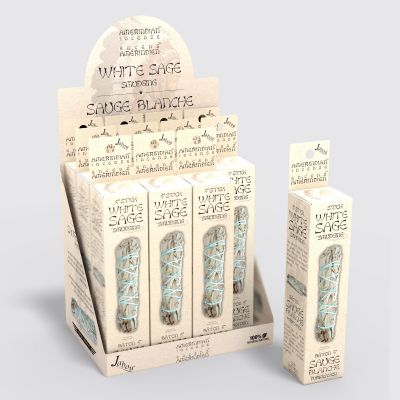 6'' White Sage Amerindian Jabou Display (12 boxes)