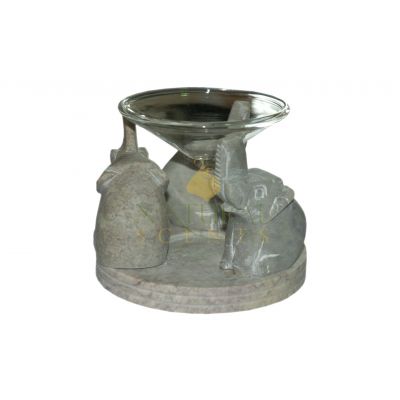 Soapstone Three Elephants Oil Burner #65134