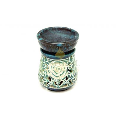 Soapstone Carved Turquoise Soapstone Oil Burner #65158