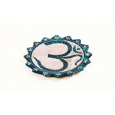 Soapstone Turquoise Om Incense Plate #65151-1