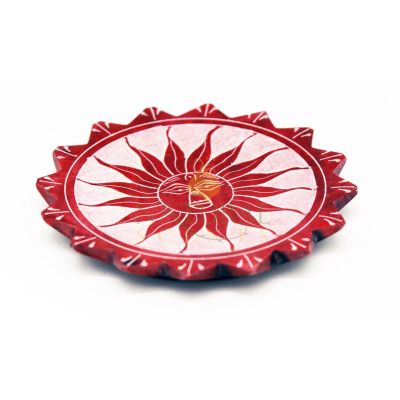 Soapstone Red & White Sun Soap Stone Ashcatcher #65165
