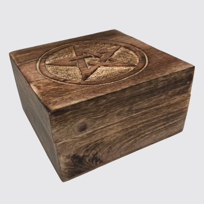 Large Brown Pentacle Square Box 7"x7"x4" #85125