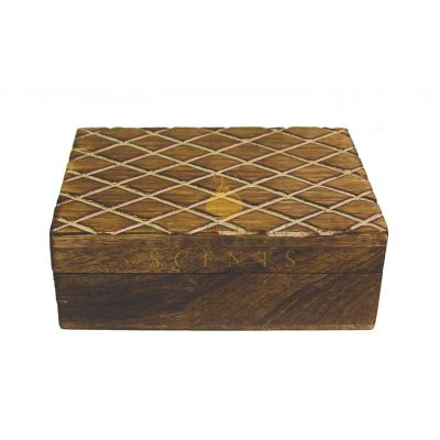 White Diamond Lines Wooden Box #85133