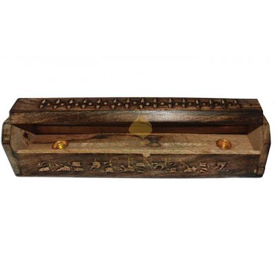 Carved Petals Antique Finish Coffin Box #85164
