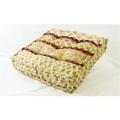 Meditation Cushion White & Red Silk