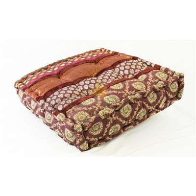 Meditation Cushion Red & Gold Silk
