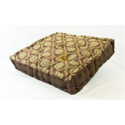 Meditation Cushion Brown & Gold Silk