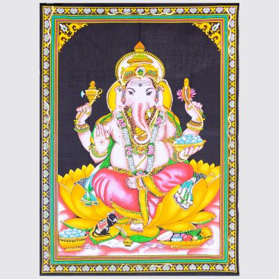 Tapestry Colored Ganesh on Lotus Item #99051-14