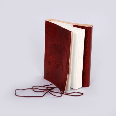 Handmade Leather Flap Journal Elephant Emboss Design
