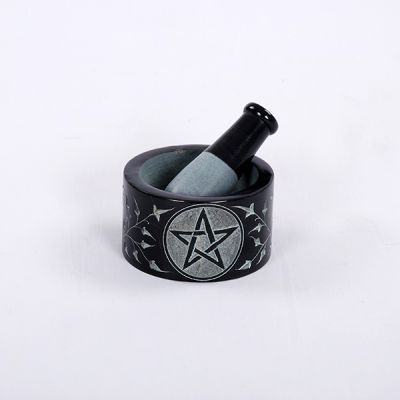 Soapstone Pentacle Black Mortar & Pestle #65147